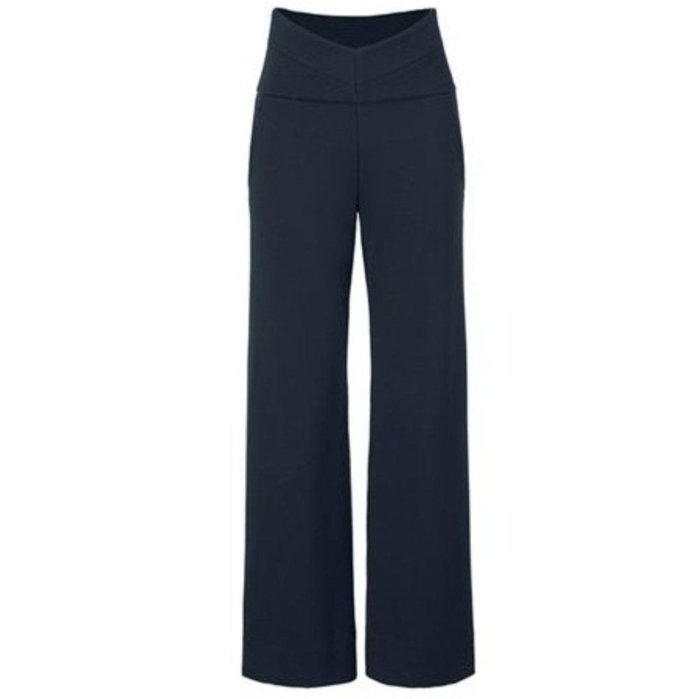 cabi Coco Trouser -- Navy -- Size 12 -- Wide Leg -- Comfy, Gutsy, Ponte knit